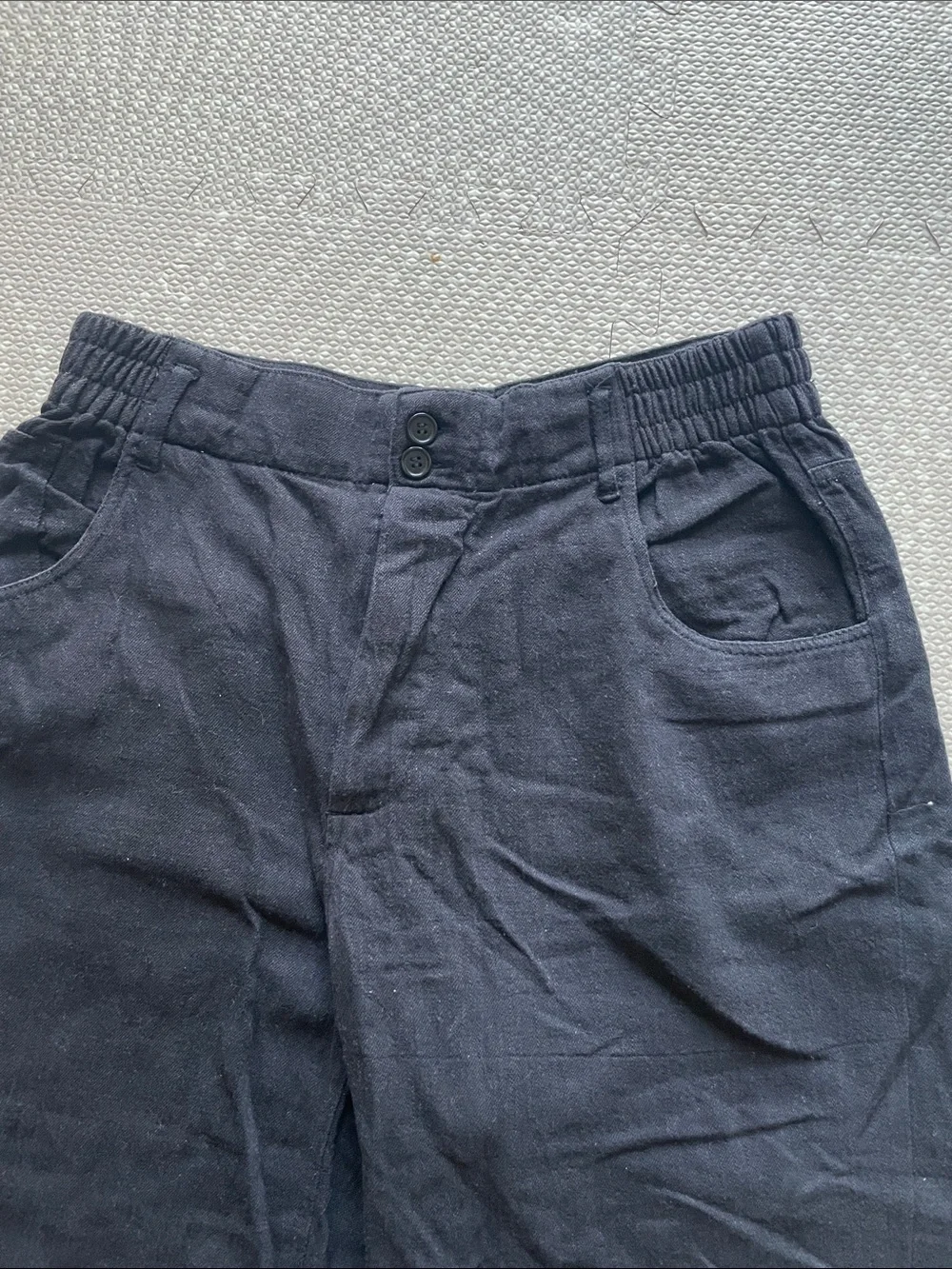ZARA Womens Black Casual Elastic-Waist Linen-Blend Pants Size Medium